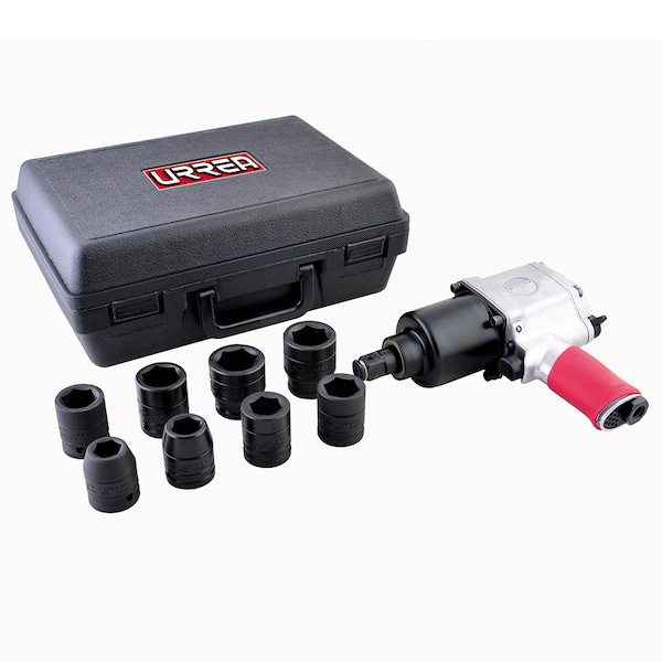 Twin hammer 3/4" drive air impact wrench and socket set